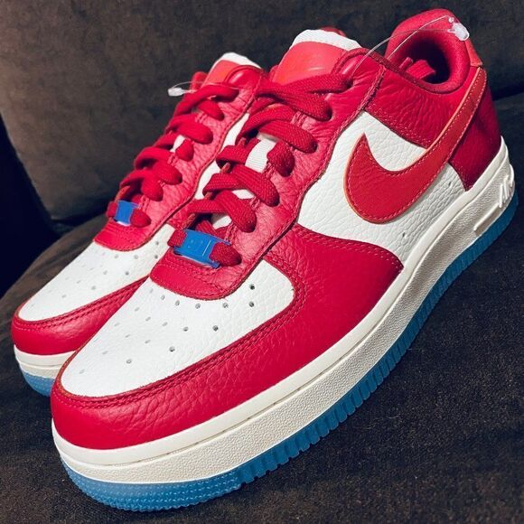 RARE NIKE SAMPLE AIR FORCE 1 Gym Red Total Orange Univ. Blue Womens 7 US 38 EUR - Picture 4 of 10